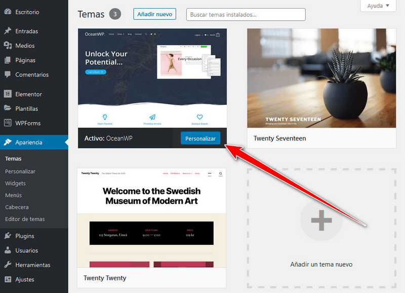 personalizar oceanwp